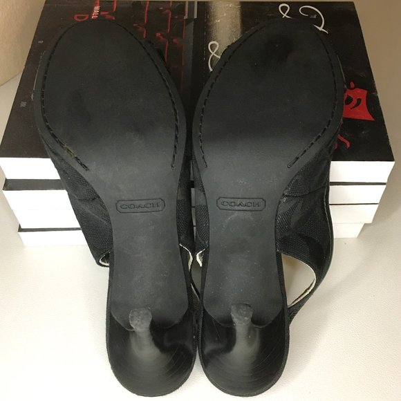 COACH "Diane" Logo'd Canvas & Leather Sling Back Heels 🐴 - Picture 12 of 15